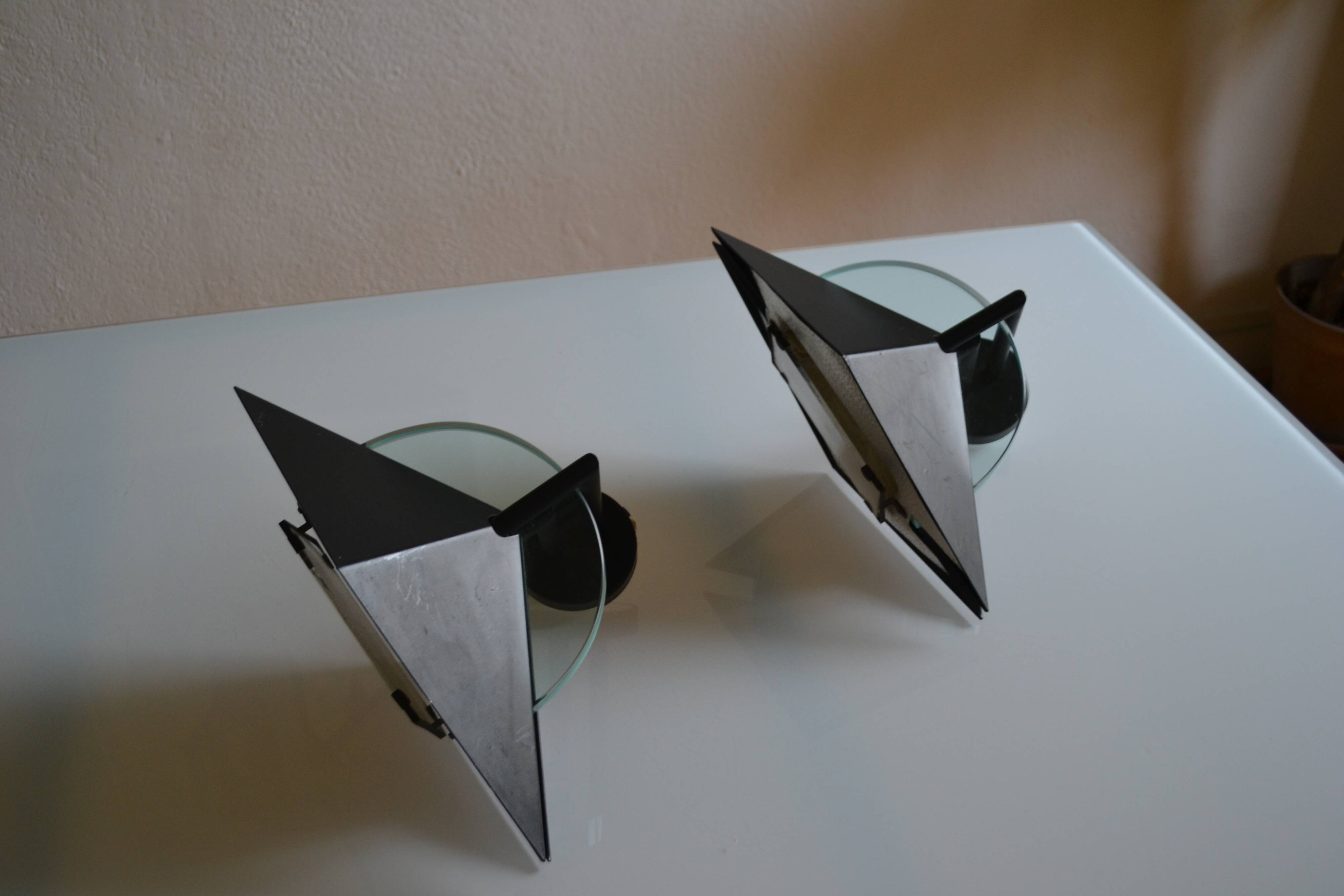 Pair of postmodernist wall sconces, 1980
