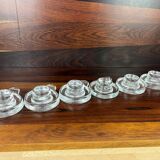 6 molded glass candle holders with an ice cube effect