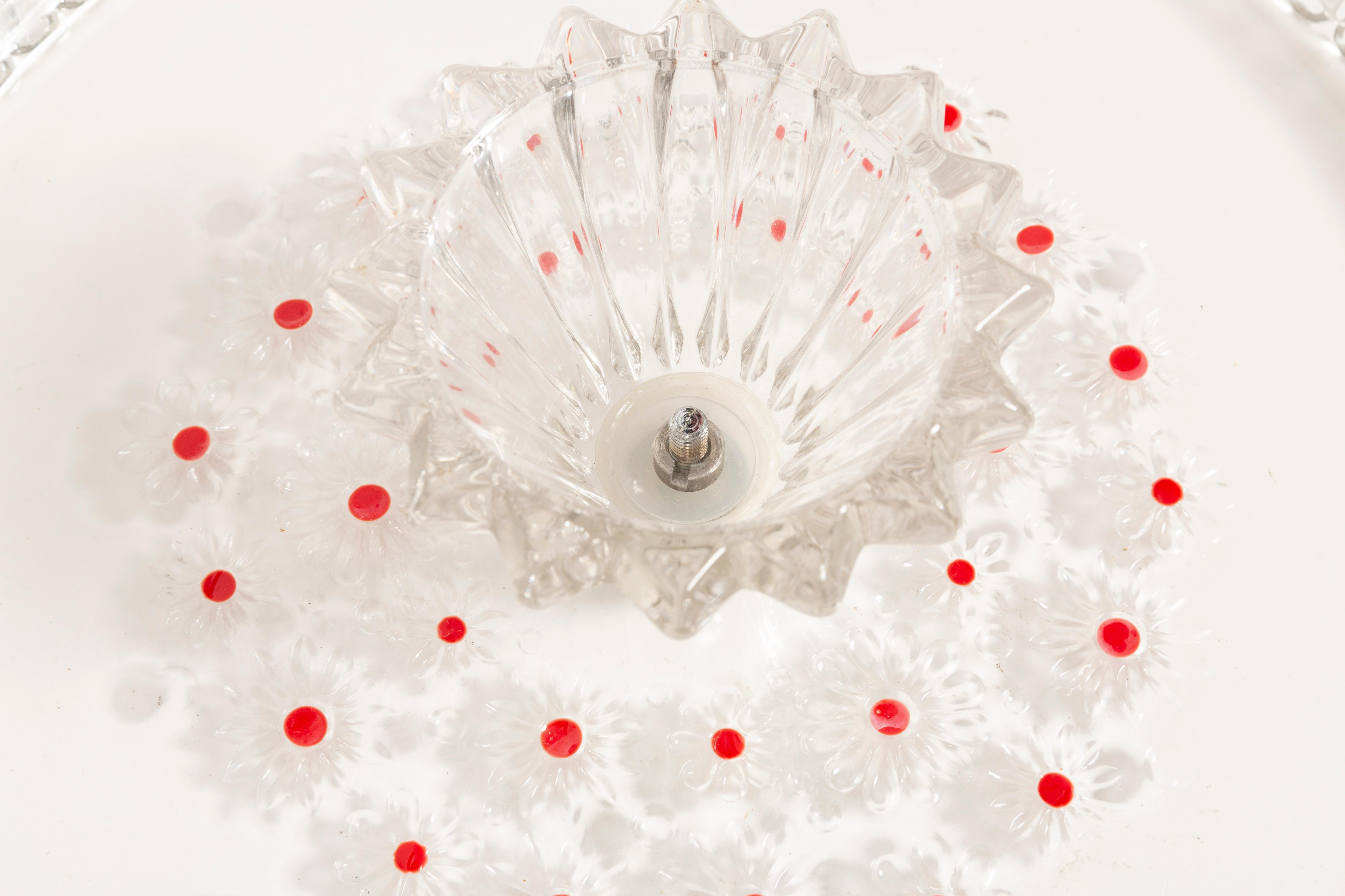 Vintage transparent decorative plate with flowers, Italy, 1960s