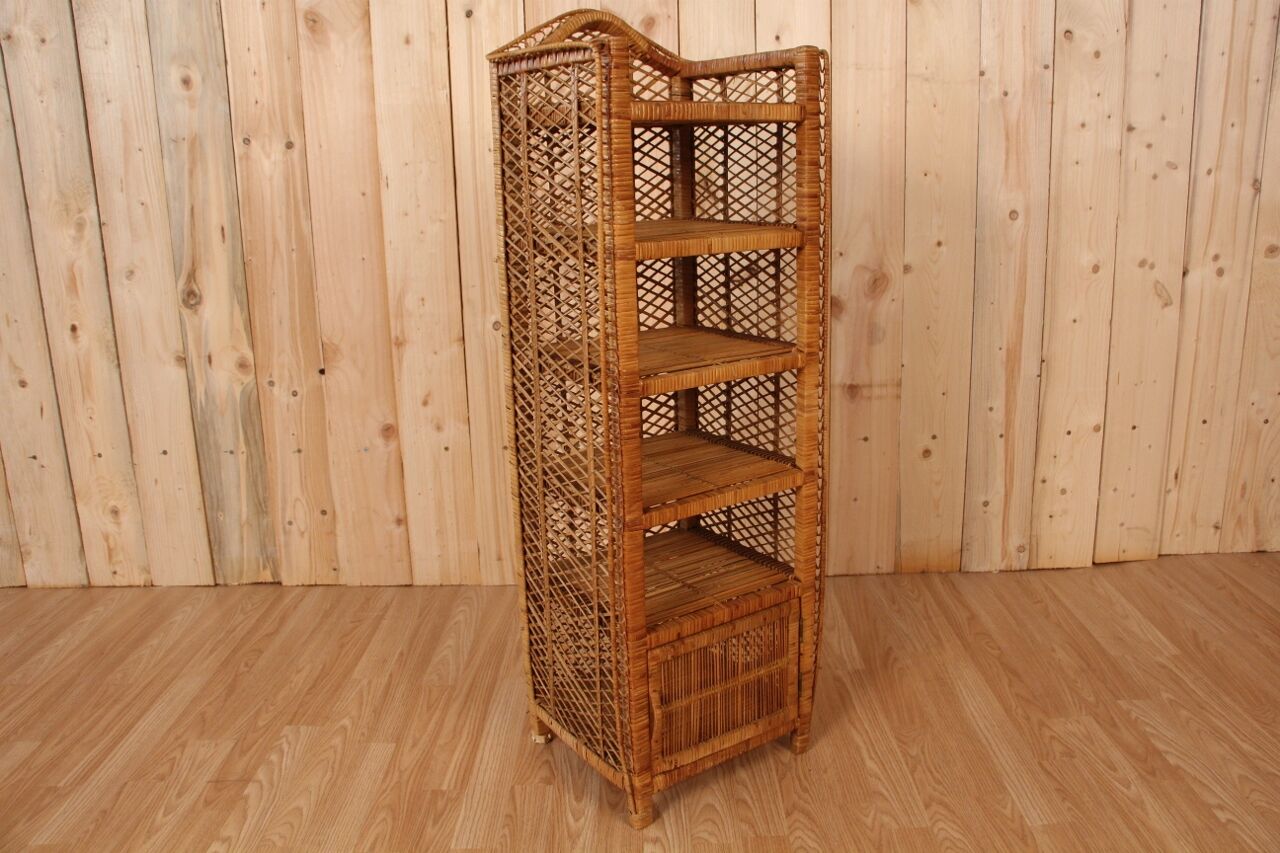 Braided rattan flooring from the 1960s