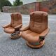 Pair of Ekornes Stressless leather armchairs, 1980s