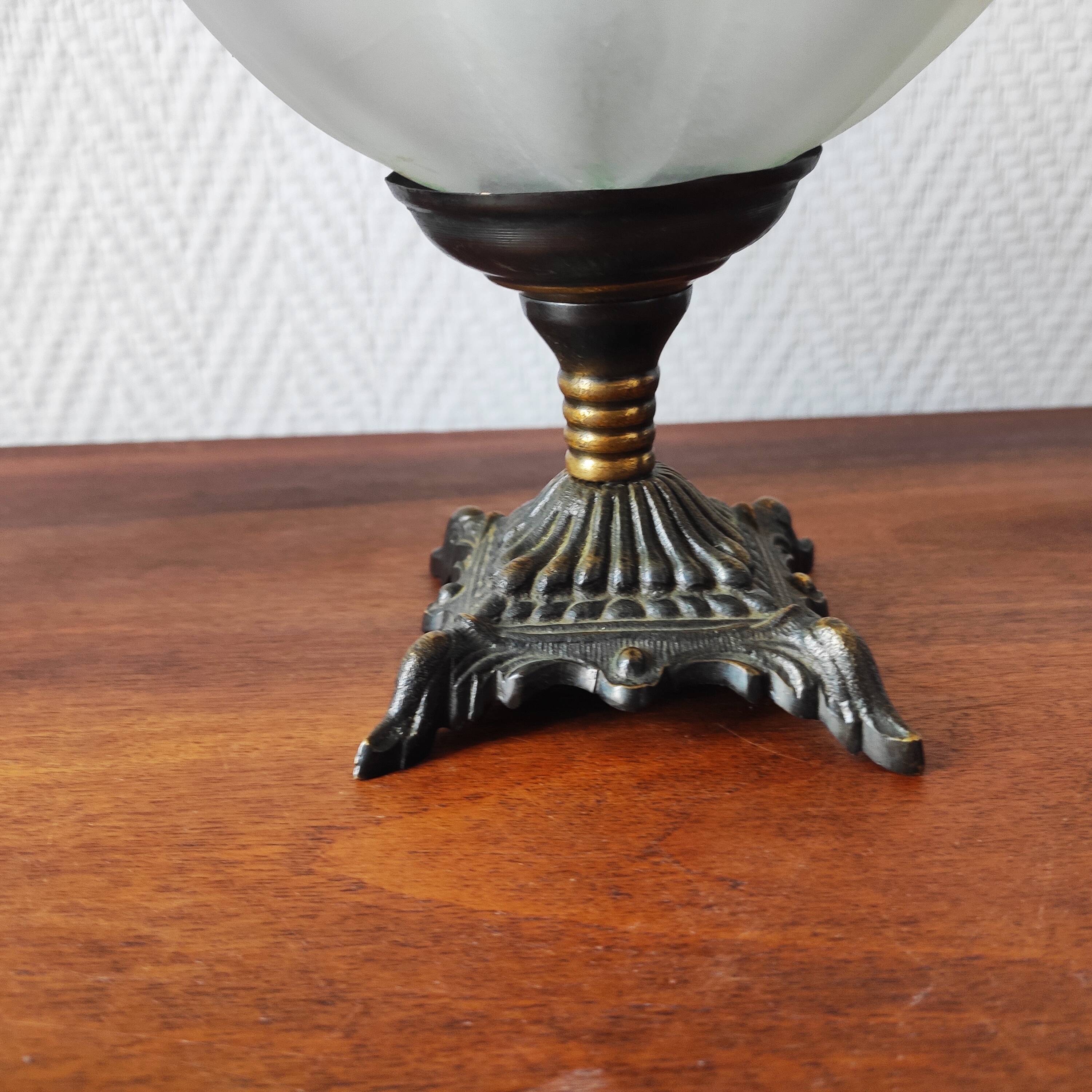 Pair of antique bubble globe lamps