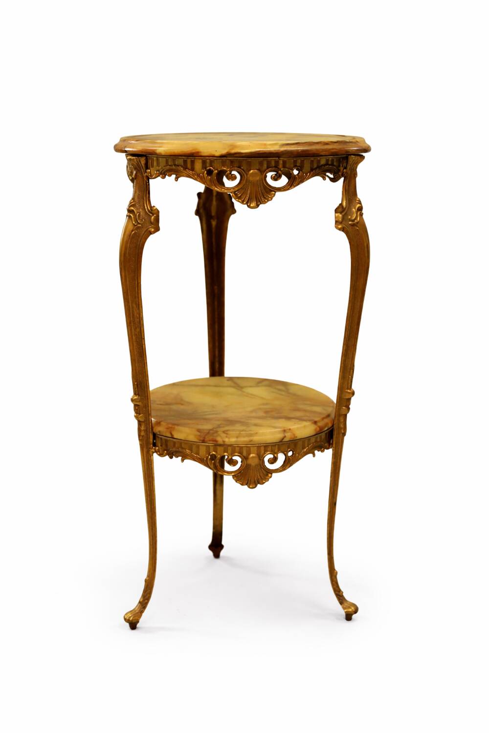 Antique gilded rococo gueridon with 2 onyx tops – Napoleon III