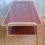 Coffee table with gold metal vinyl holder from the 70s)