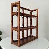 Vintage bamboo and rattan wall shelf
