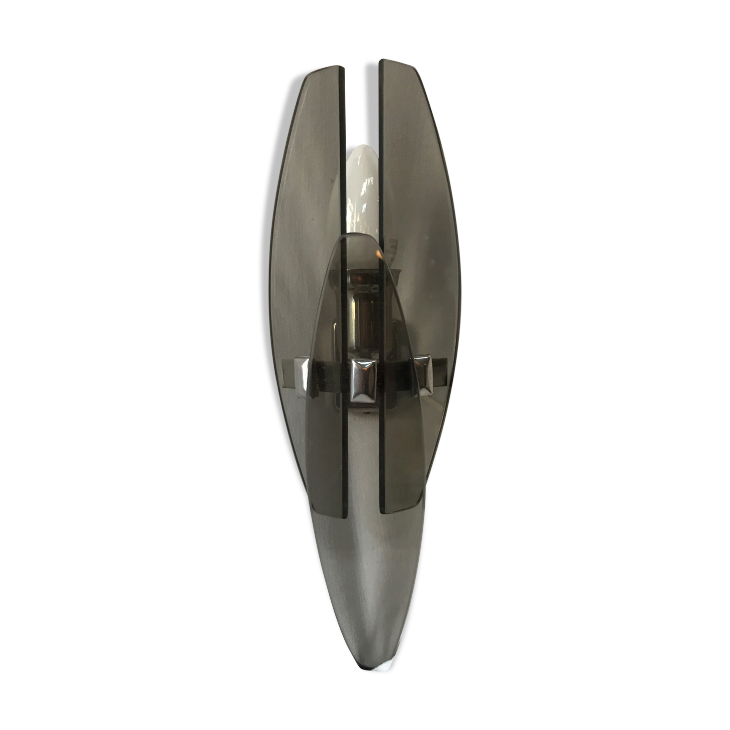 Marrron and steel smoked glass wall sconce