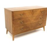Scandinavian walnut chest of drawers, Swedish modern, Sweden, 1940.