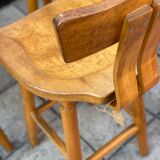 Trio of bent pinewood bar stools