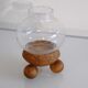 Scandinavian glass and wood candlestick 1960