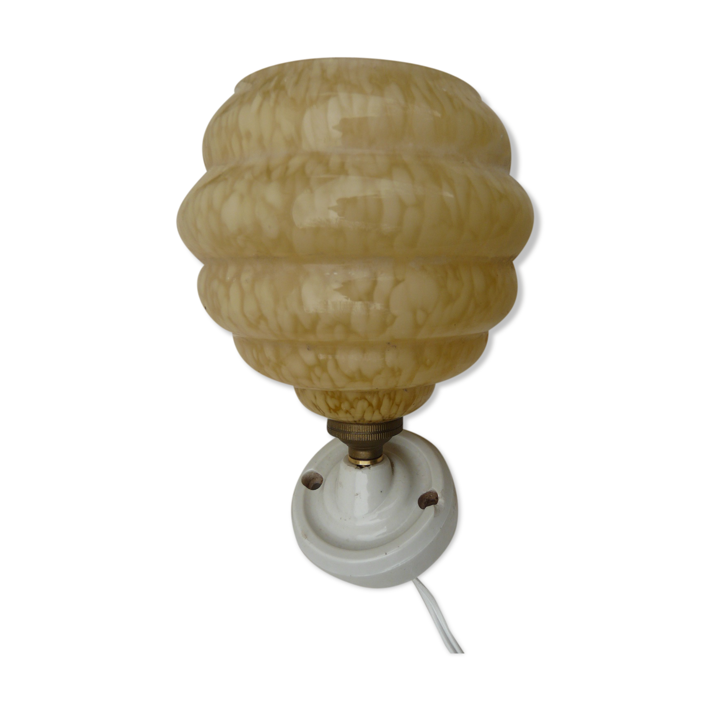 art deco wall light in porcelain and yellow glass
