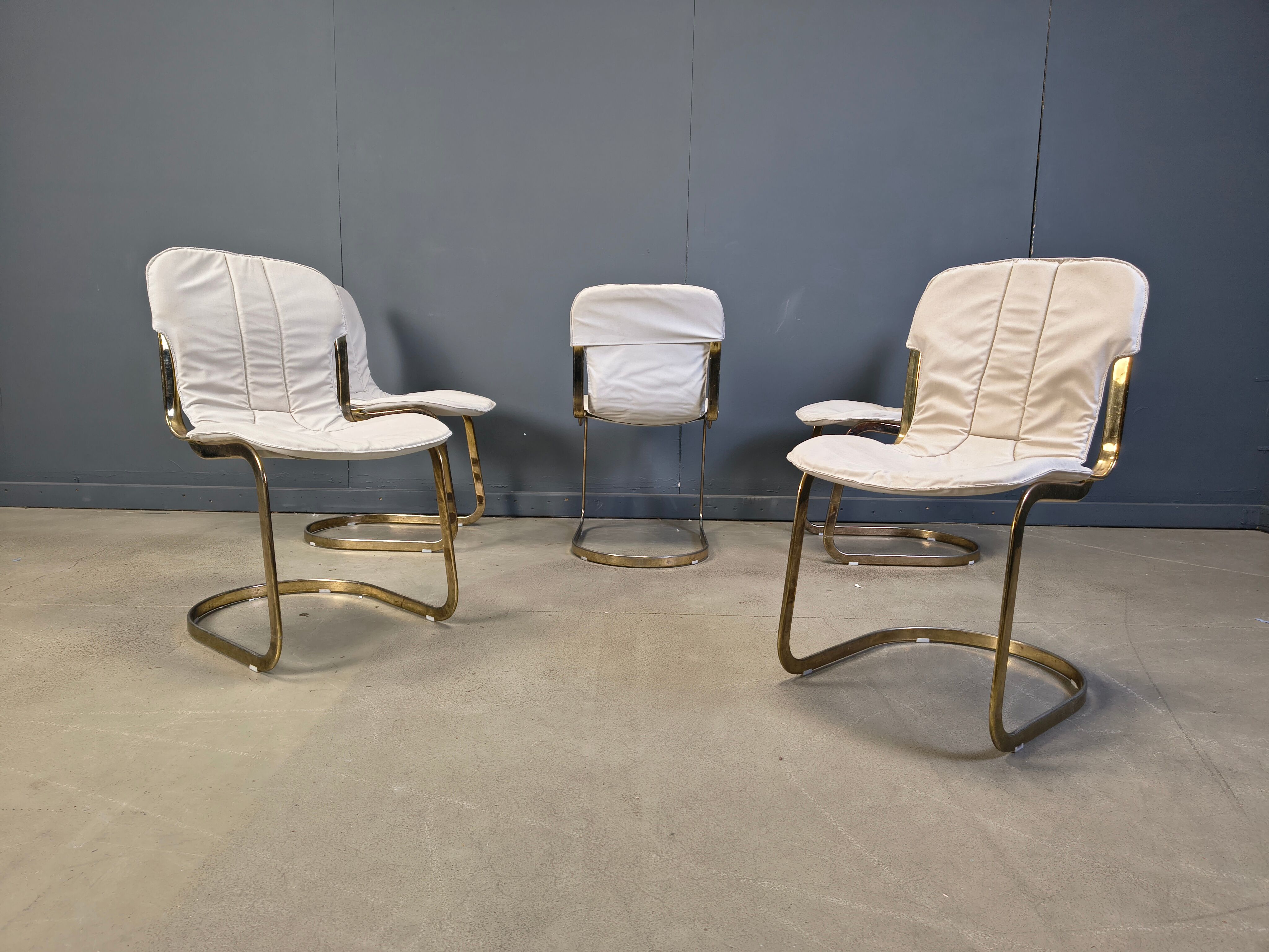 Vintage dining chairs by Willy Rizzo for Cidue set of 5, 1970s