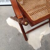 Bamboo folding armchair and caning