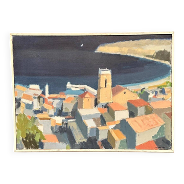 Huile sur toile originale suédoise – Peñíscola, Espagne – Stig Wernheden