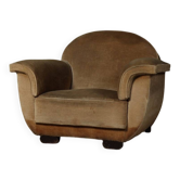 Art Deco lounge chair in original velvet, Belgium circa 1930