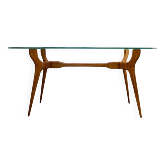 Table à manger en palissandre et verre du milieu du siècle, Italie, années 1950