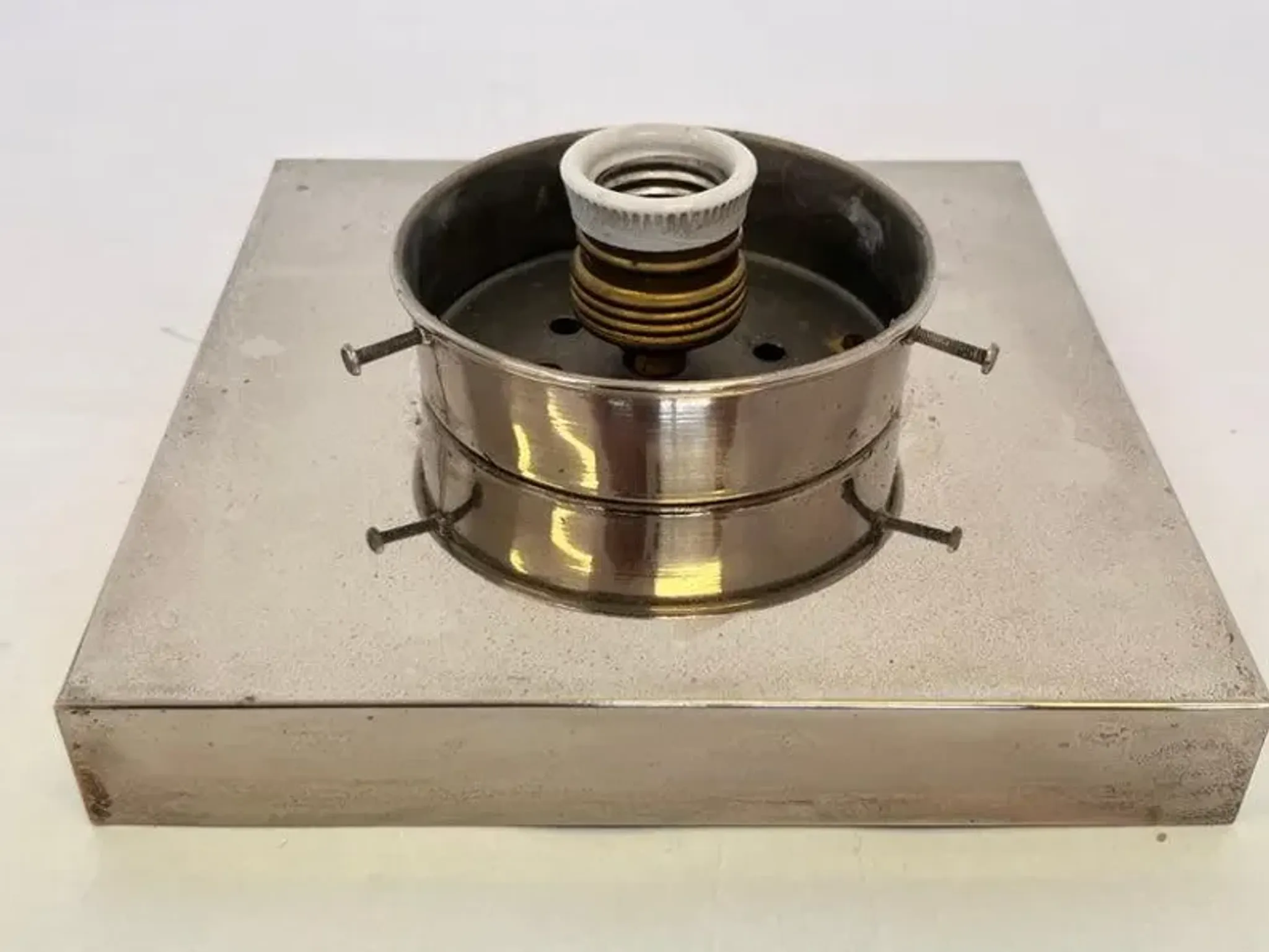 Design Chrome and glass Bauhaus Ceiling Lamp / Flushmounts, 1930s