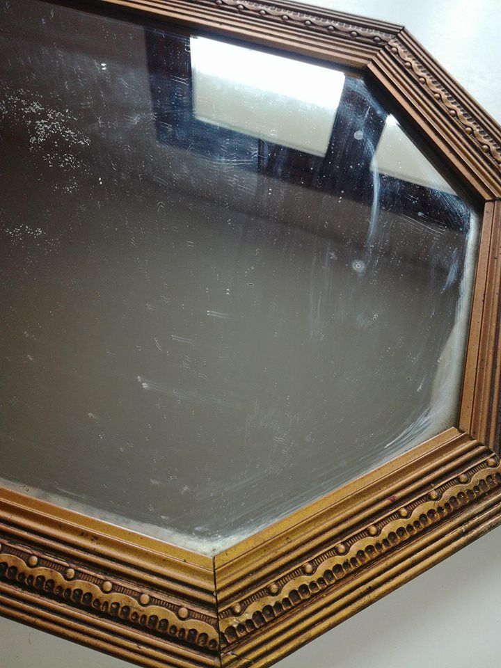 Old copper wood mirror 30x45cm