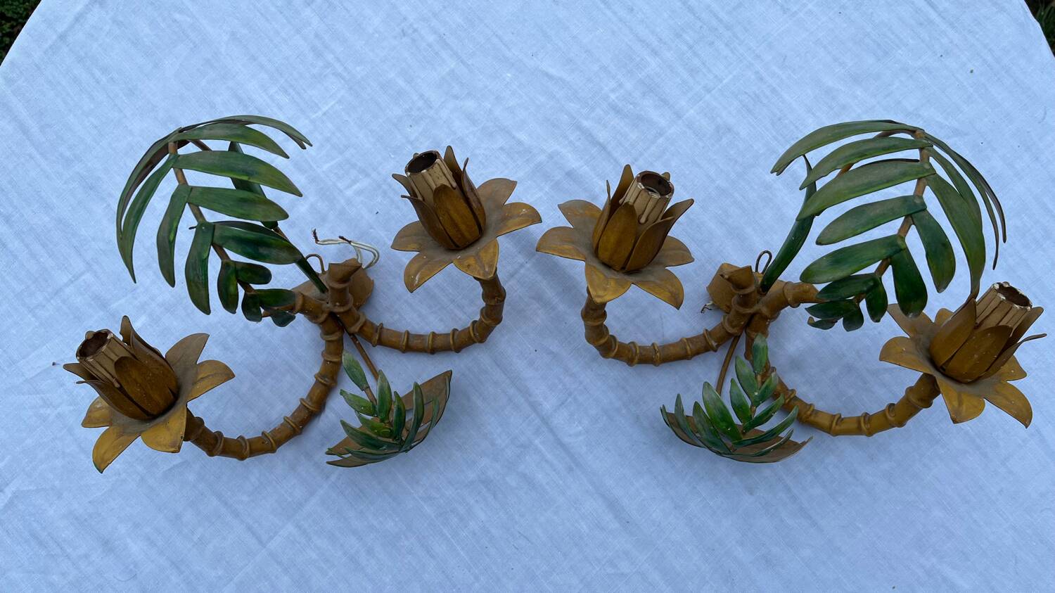 Pair of metal wall lights from the 60s/70s