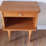 Scandinavian bedside oak compass feet 50-60s