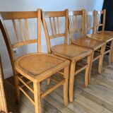 Set of 5 Luterma light blond wood bistro chairs from the 50s