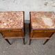 Pair of Louis XV bedside tables, 19th century, marquetry and pink marble