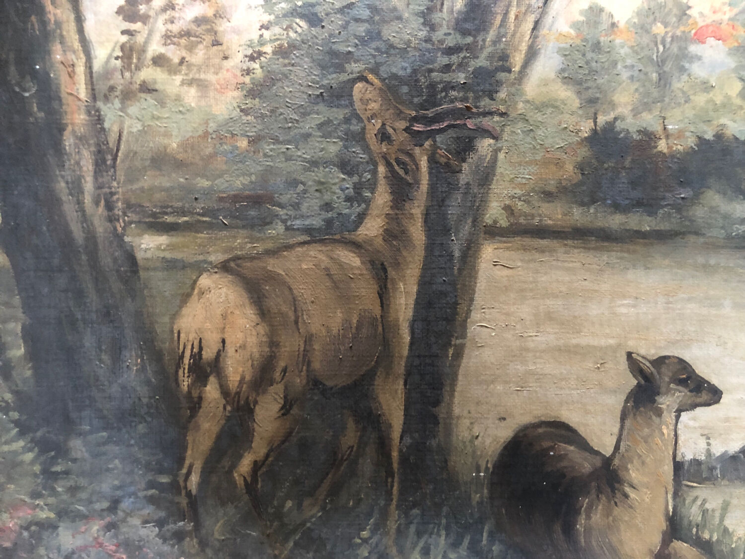 Old painting oil on canvas signed and dated 36