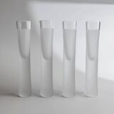 Transparent Murano Glass Liqueur Glasses - Set of 4, Ice-Effect, Heavy Tubular Design, Italy 1980s