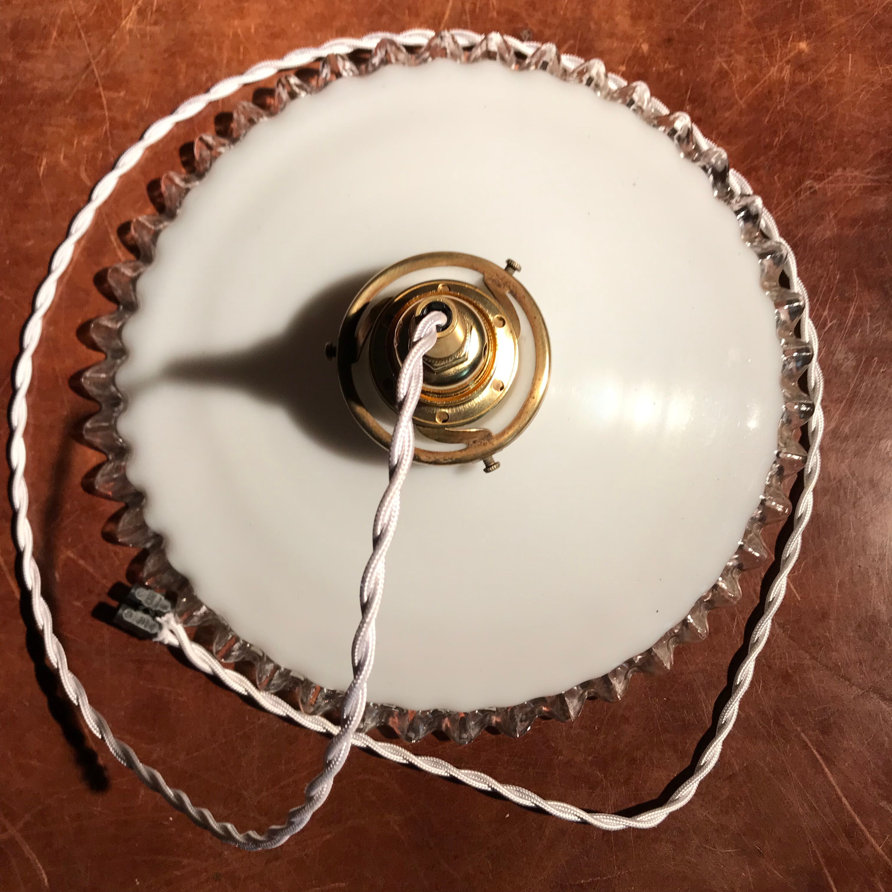 Suspension in translucent opaline vintage 1900