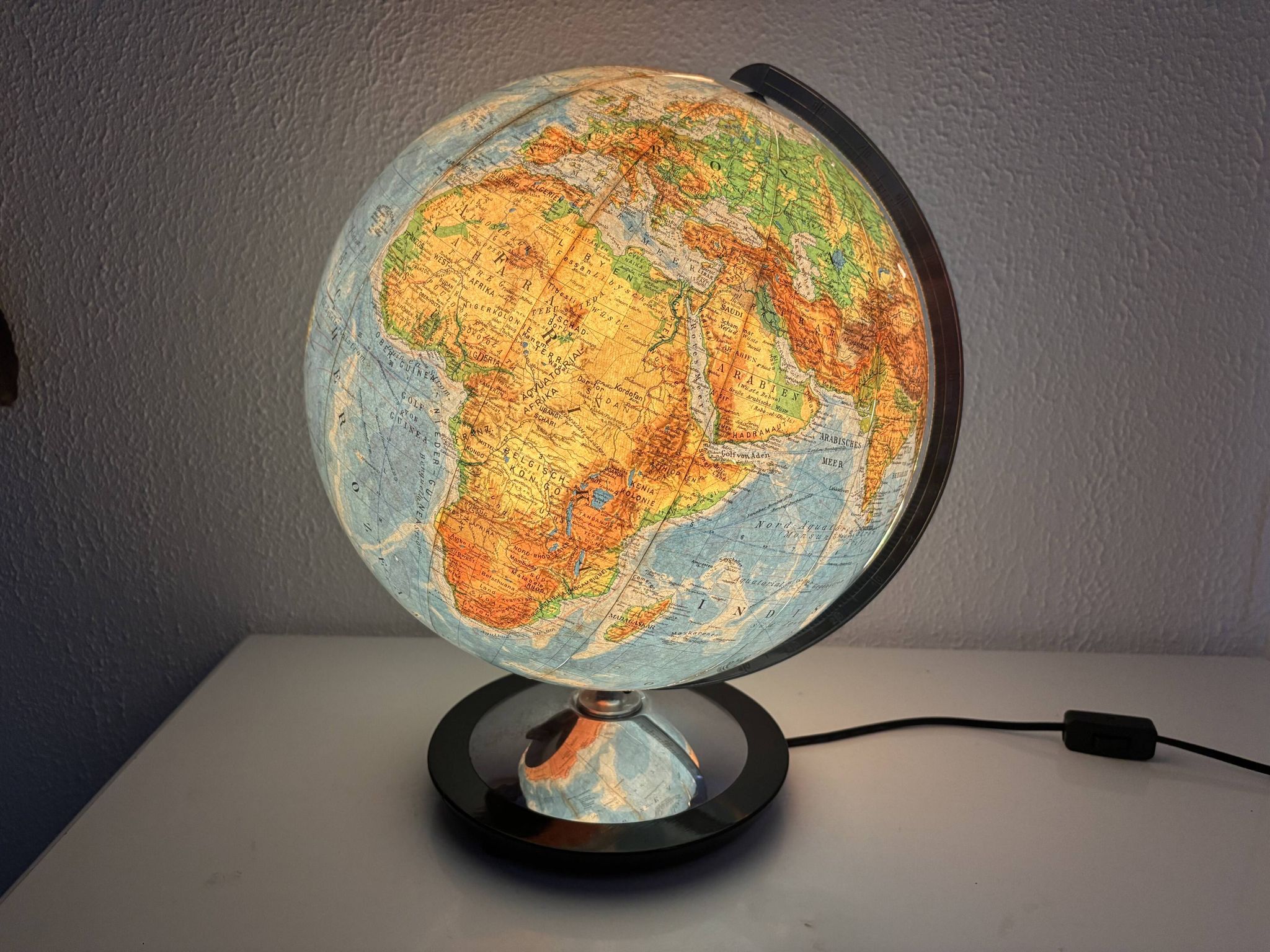 Globe vintage 1940 terrestre verre Duo Erdglobus Berlin - 42 cm