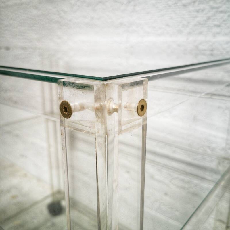 Vintage dessert table in plexiglas and glass
