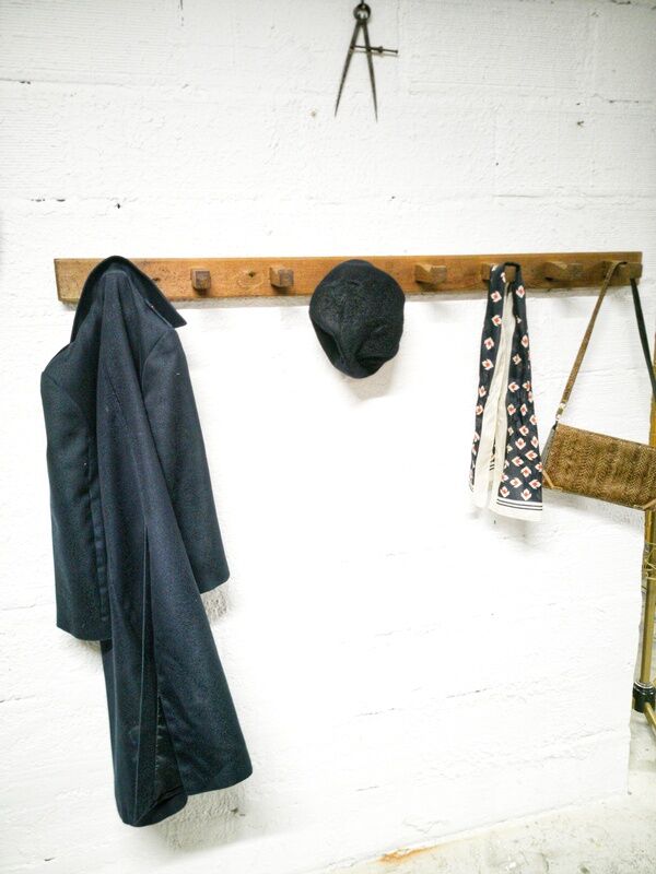 Brutalist wall coat rack with 8 hooks