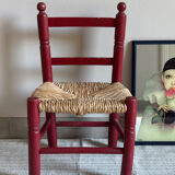 Chaise en bois et paille