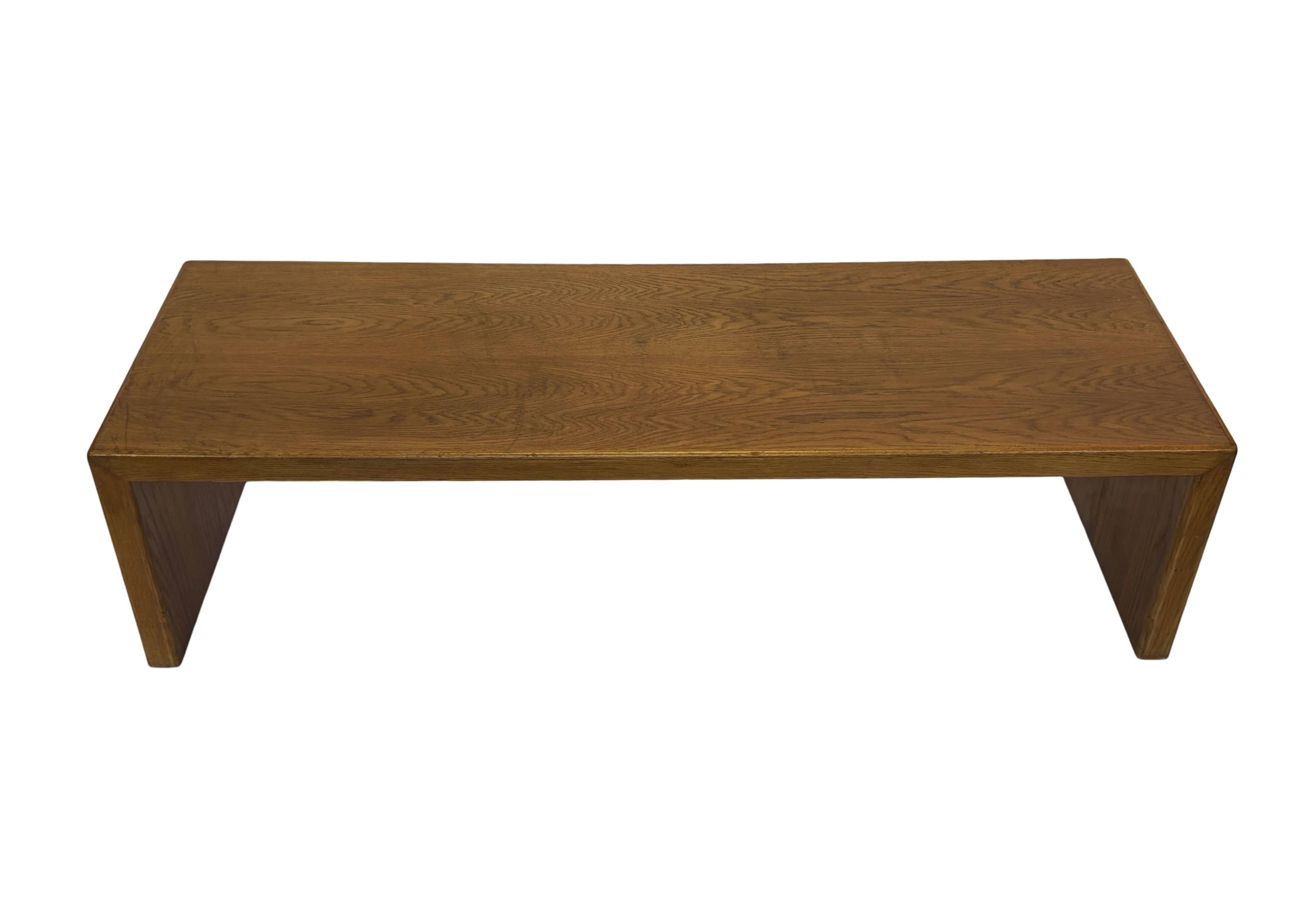 Minimalist vintage teak wood small solid bench