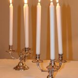 Pair of triangular 3-light candlesticks