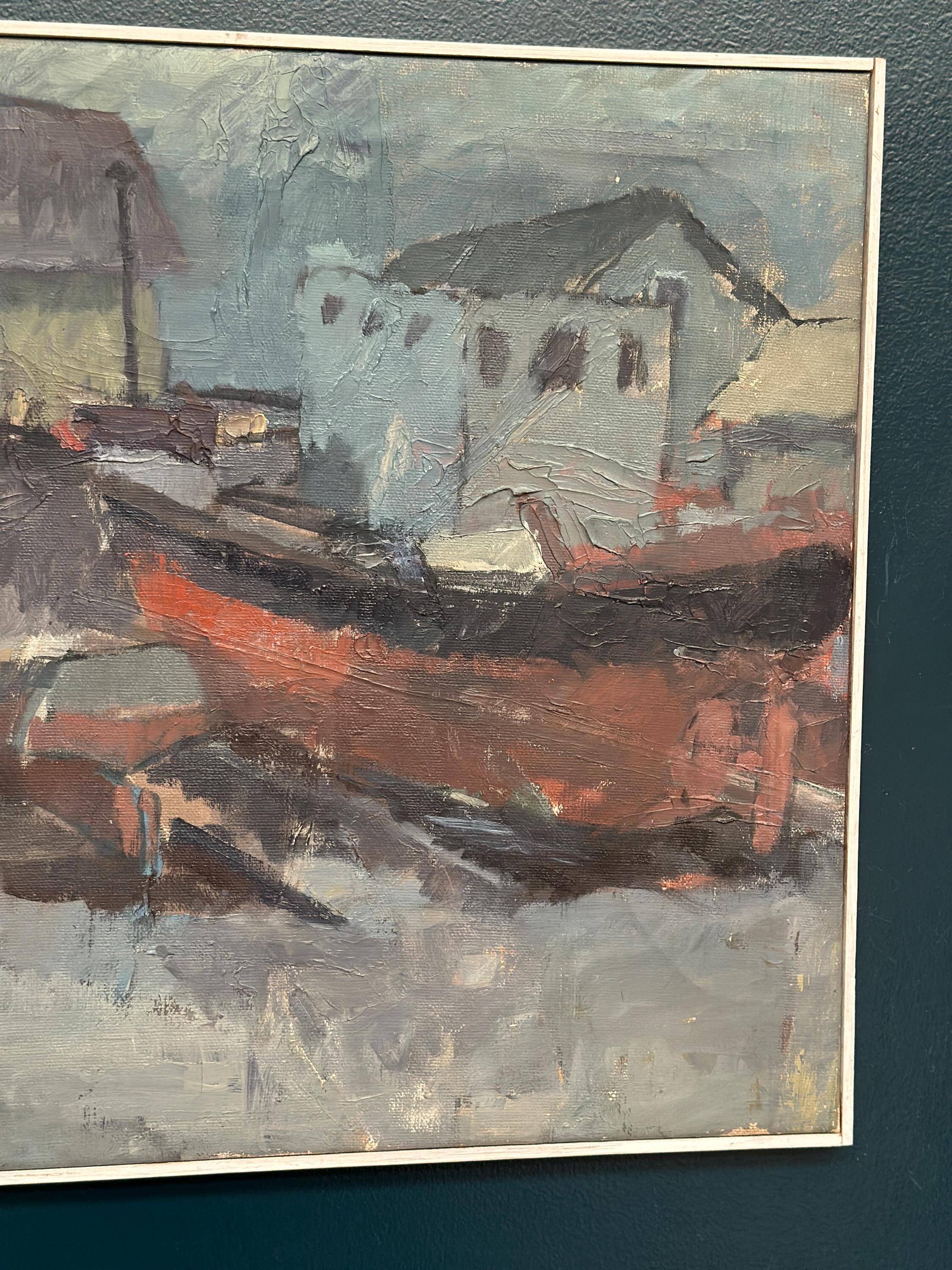 Original Swedish Oil On Canvas – “Boats” By Ingemar Stragnell – Signed – Vintage & Framed
