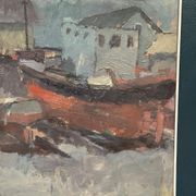 Original Swedish Oil On Canvas – “Boats” By Ingemar Stragnell – Signed – Vintage & Framed