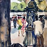 André Duculty (1912-1990) Watercolor on paper "Pont Alexandre III à Paris" Signed lower left