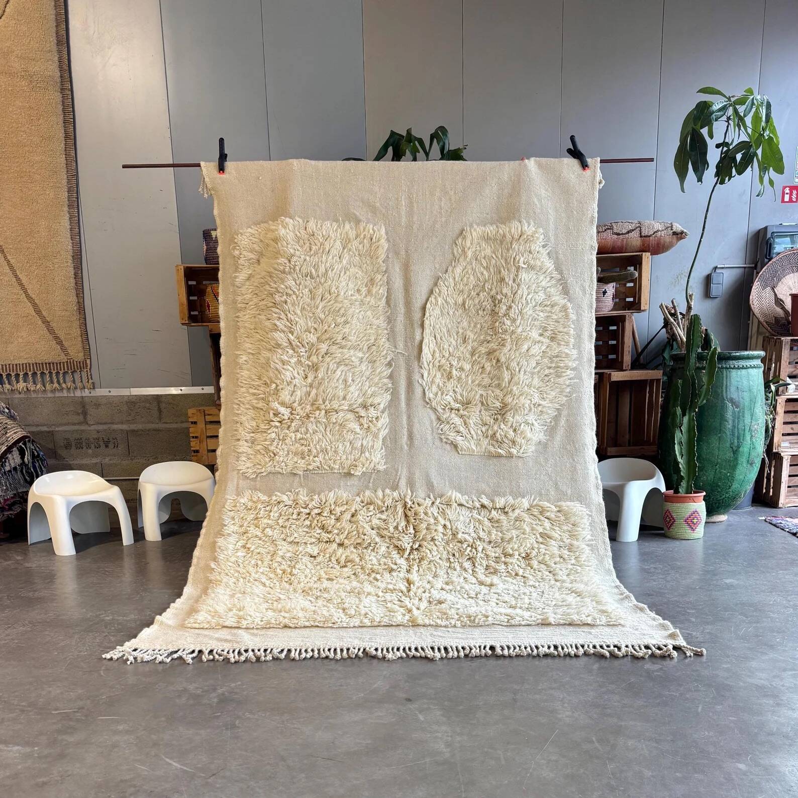 Modern Berber Beni Ouarain wool rug