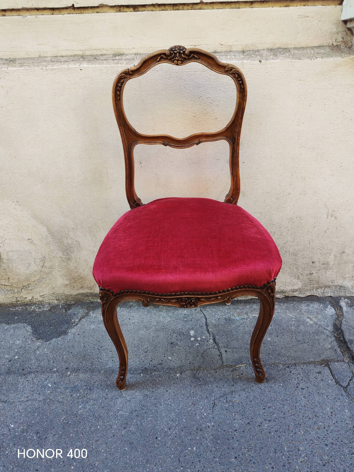 Louis XV style walnut bedroom chair, circa 1900.