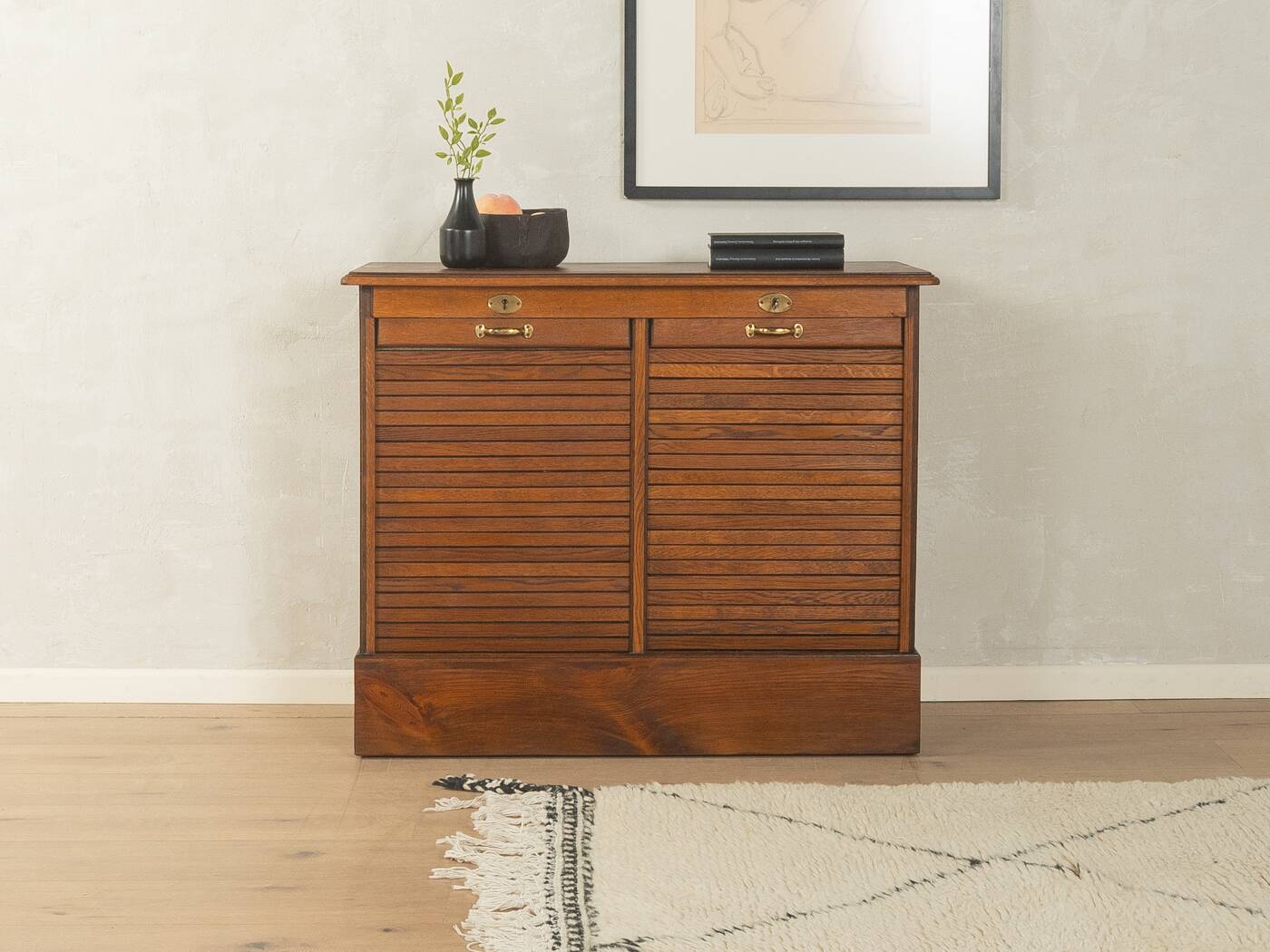 Unique Art Deco roll-top cabinet from the 1930s