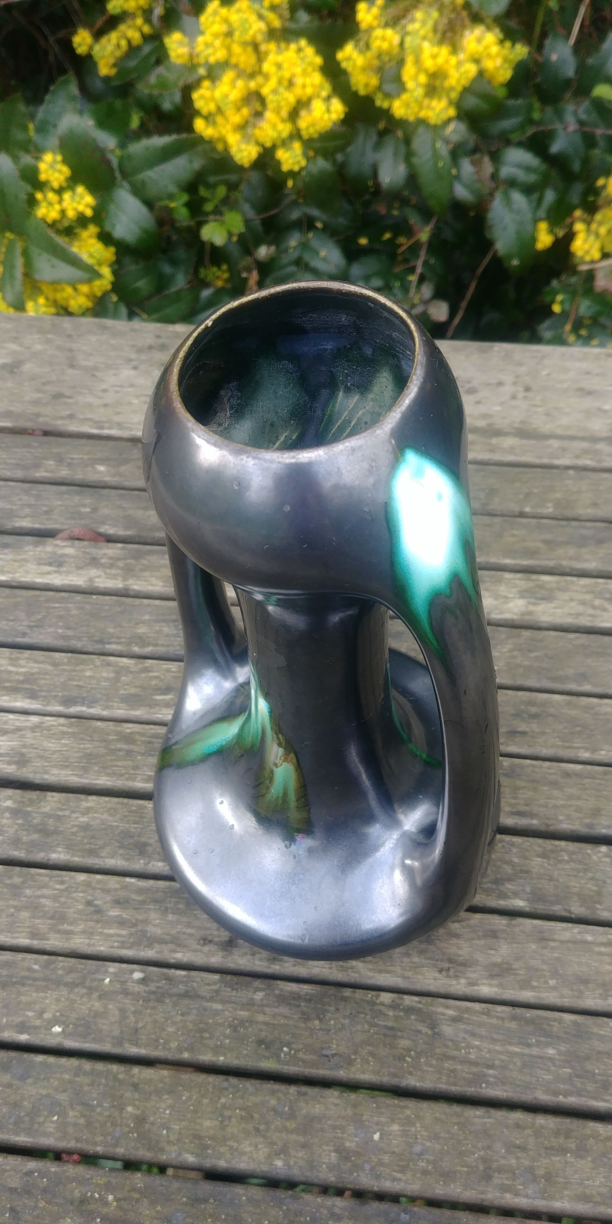 Soliflore vase in matt black ceramic 60s