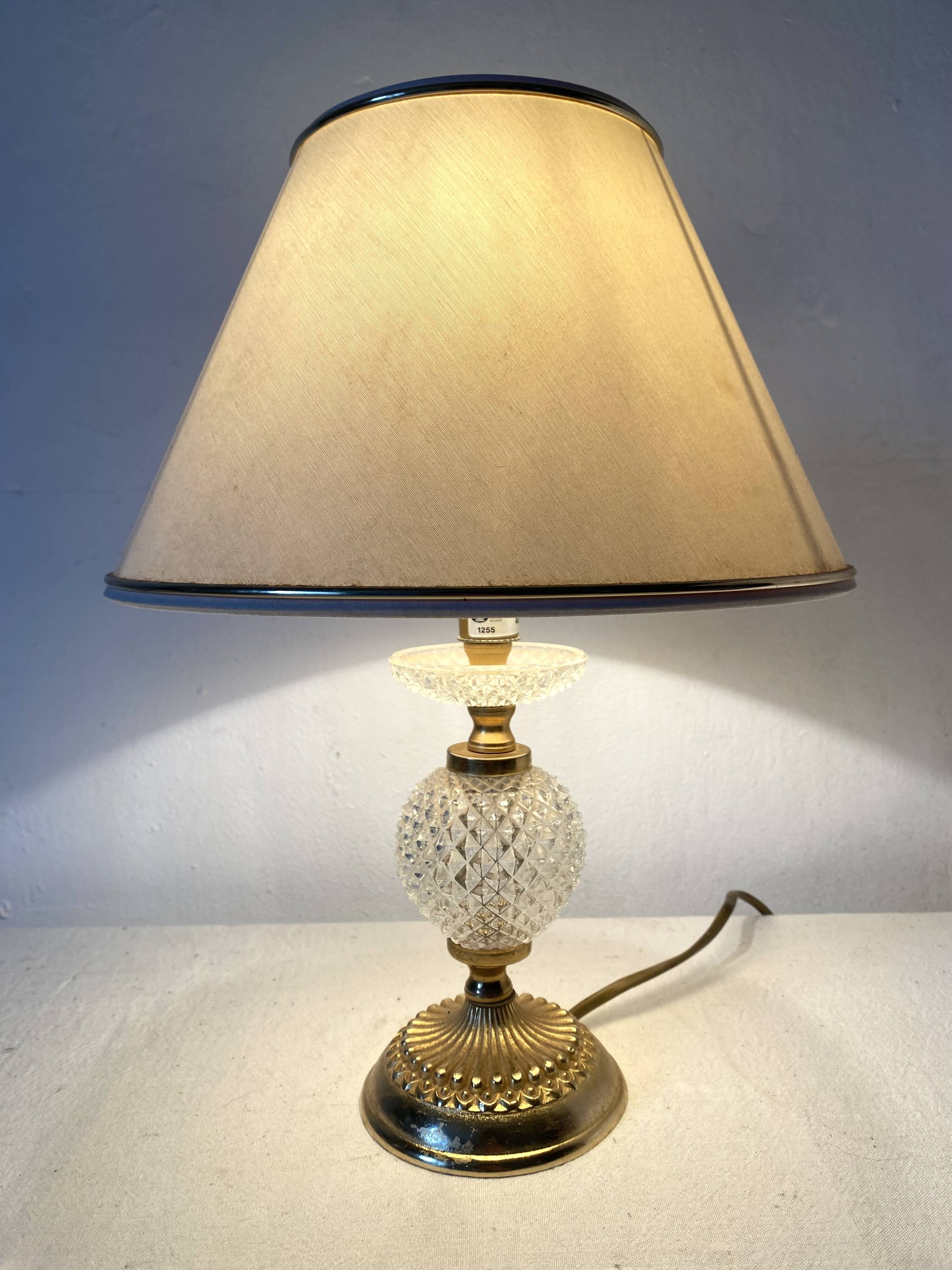 Retro lamp in glass and gold metal