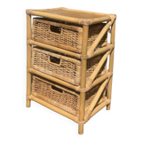 Commode vintage en rotin et bambou