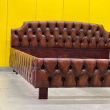 1980's Chesterfield Brown leather Bed.