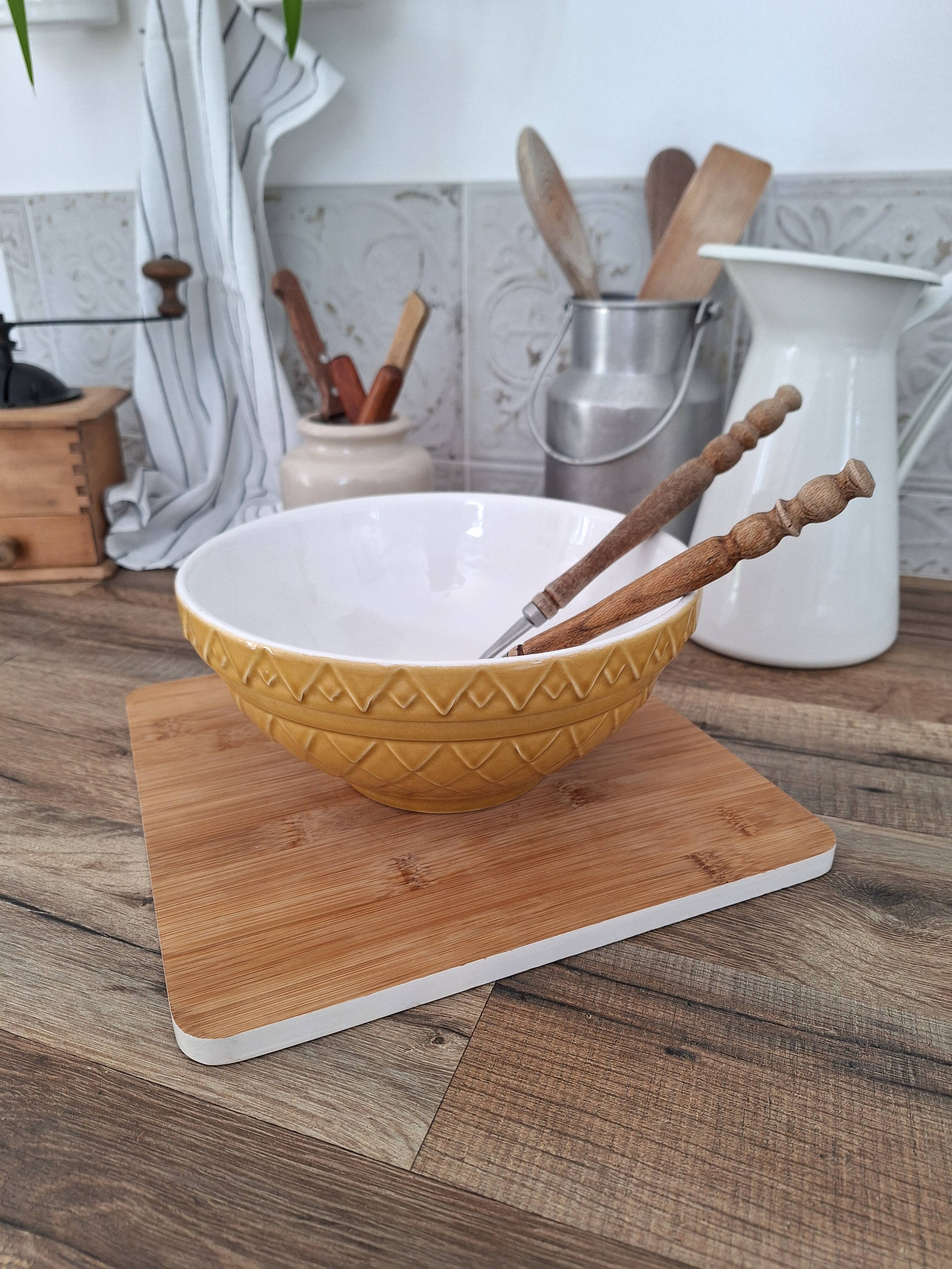 Mustard yellow salad bowl