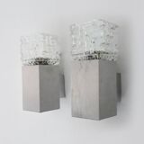 Pair of Space Age Cubist wall lights. Brushed aluminum, 1970s