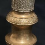 Pair of large 19th-century guilloché brass candlesticks - Louis XVI / Napoleon