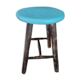 Seated wooden stool restyled patinated feet dp 0522041