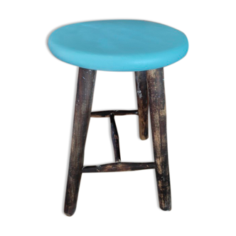 Seated wooden stool restyled patinated feet dp 0522041