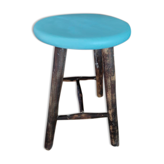 Tabouret bois assise relookée pieds patinés dp 0522041